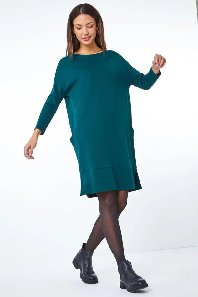 Forest Oversized Tunic Pocket Dress Women Roman Dresses