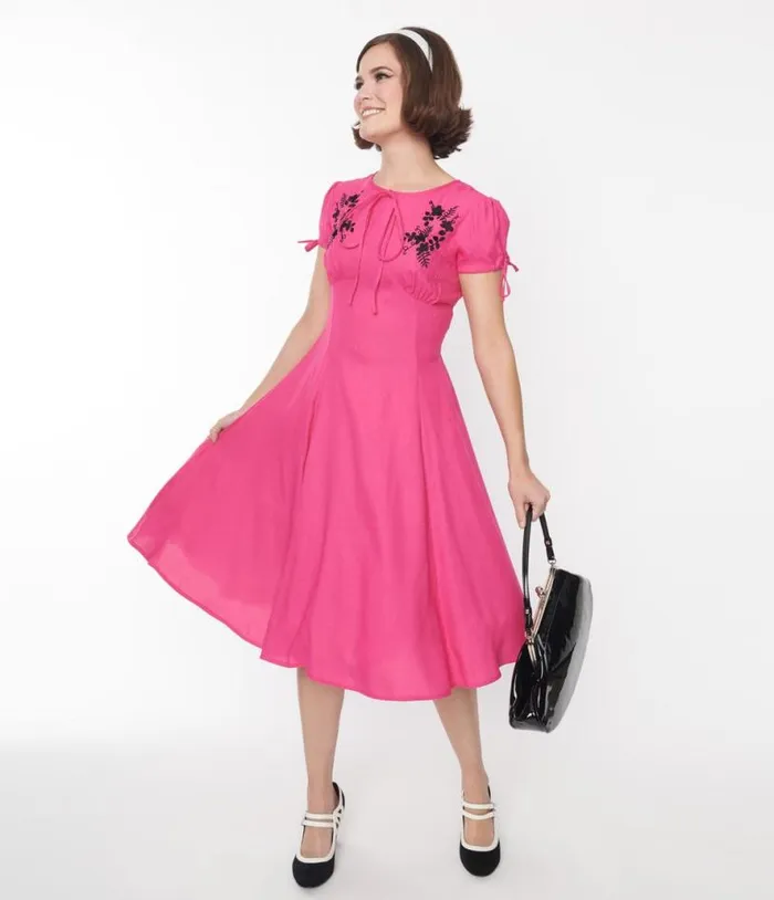 Fuchsia Ava Swing Dress Dresses Unique Vintage Swing
