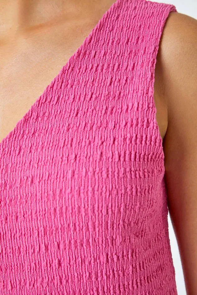 Fuchsia Sleeveless Textured Midi Stretch Dress Women Roman Dresses