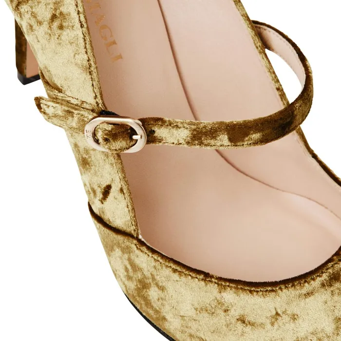 Gemma Mary Jane Pump 8211 Olive Velvet Women Bruno Magli Heels
