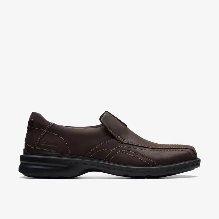 Gessler Step Dark Brown Leather Men Clarks Casual Dress Shoes