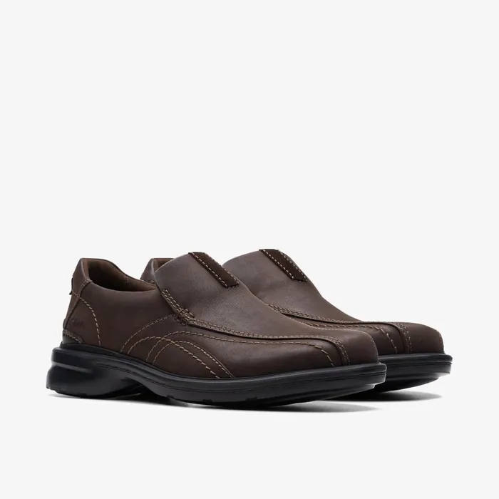 Gessler Step Dark Brown Leather Men Clarks Casual Dress Shoes
