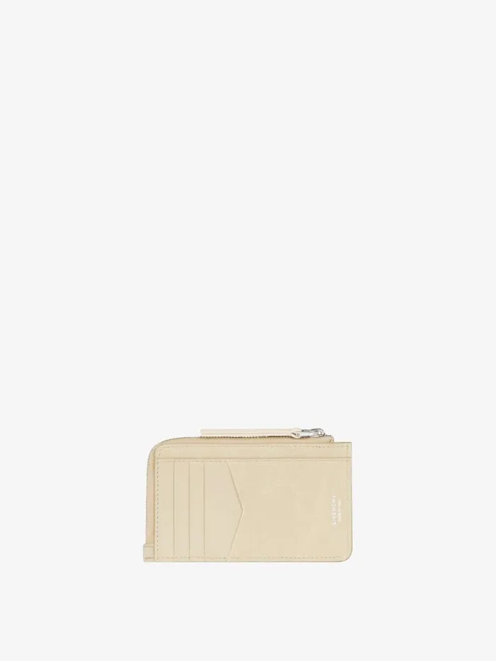 Giv Cut Zipped Cardholder In 4g Lurex And Leather Dusty Golden Women Givenchy Wallets and Card Holders