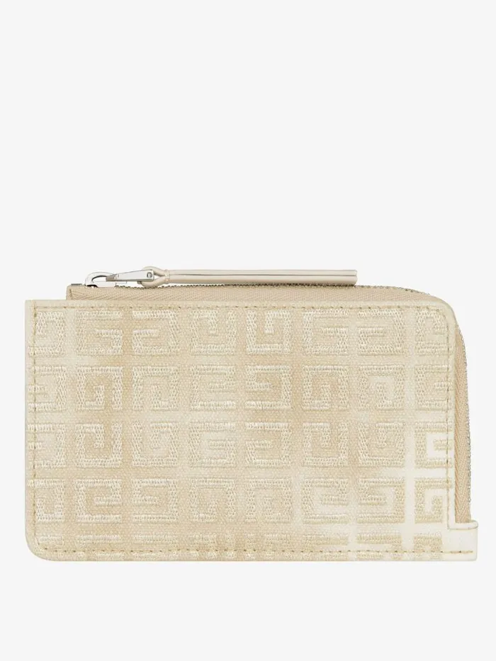 Giv Cut Zipped Cardholder In 4g Lurex And Leather Dusty Golden Women Givenchy Wallets and Card Holders