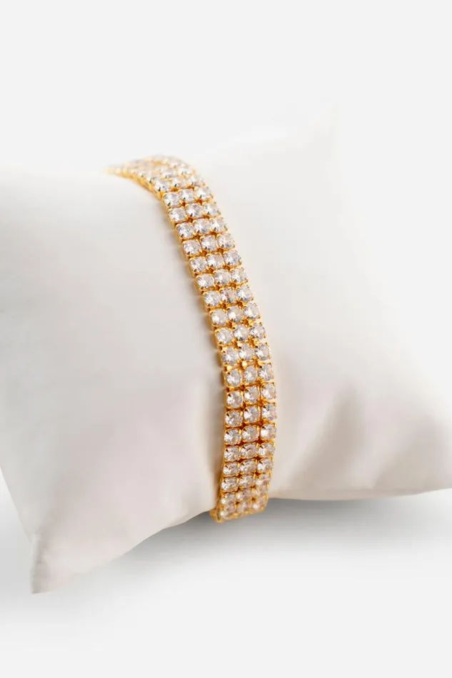 Gold Triple Layer Tennis Bracelet Women Roman Jewellery