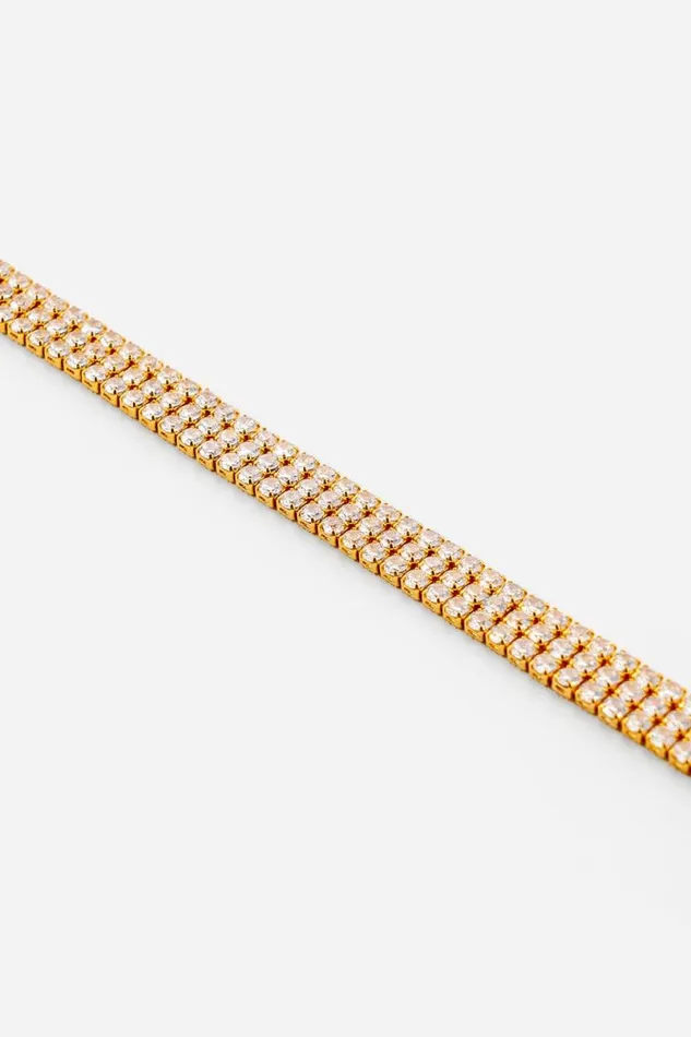 Gold Triple Layer Tennis Bracelet Women Roman Jewellery