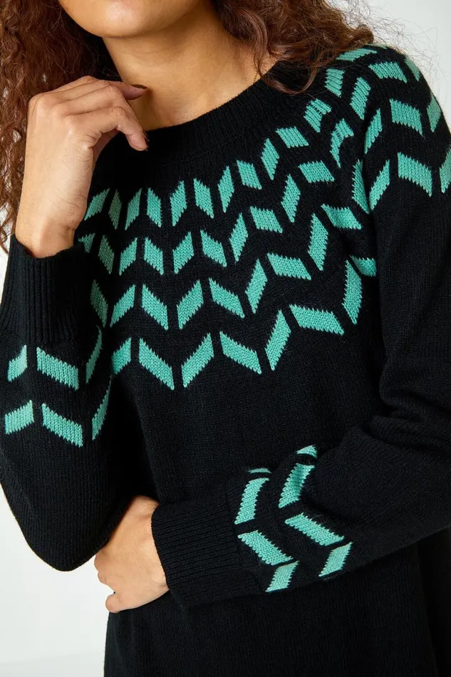 Green Chevron Print Jumper Dress Women Roman Dresses