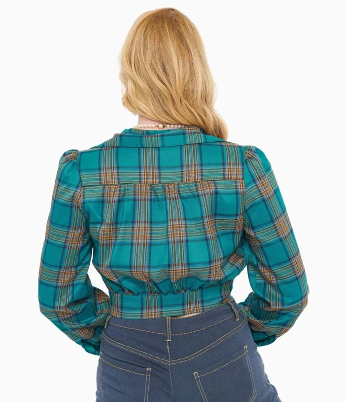 Green Plaid Rosie Bomber Jacket Clothing Unique Vintage Coats and Jackets