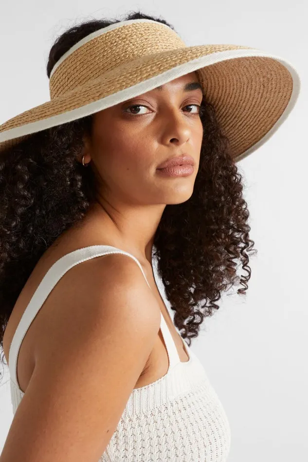Hats and Gloves Woman Seed Heritage Raffia Visor Natural