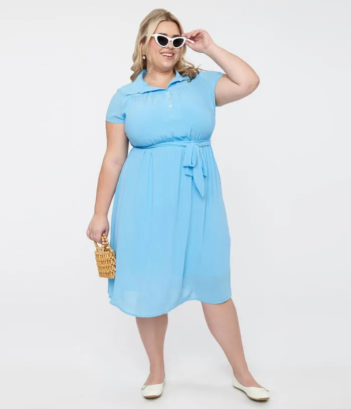 Hell Bunny Plus Size 1930s Baby Blue Chiffon Midi Pearl Dress Dresses Unique Vintage Midi Hell Bunny Plus Size 1930s Baby Blue Chiffon Midi Pearl Dress Dresses Unique Vintage Midi