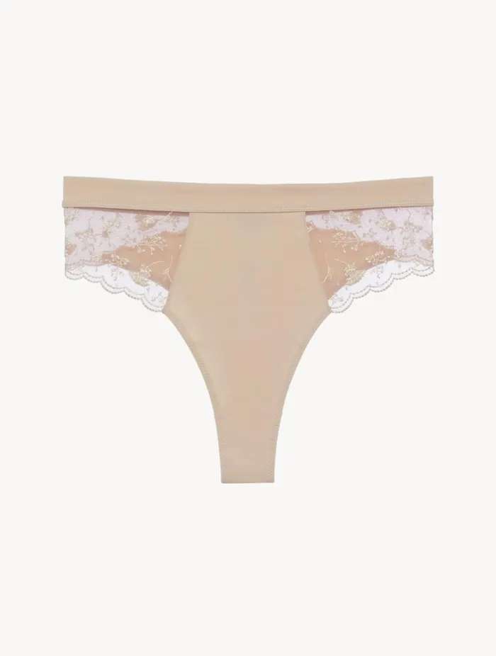 High Waisted Briefs In Halo And Ivory Nude With Embroidered Tulle Lingerie La Perla Highwaist High Waisted Briefs In Halo And Ivory Nude With Embroidered Tulle Lingerie La Perla Highwaist