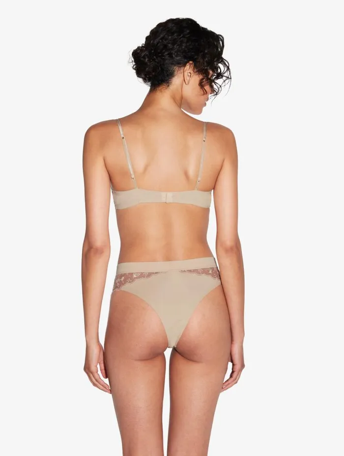 High Waisted Briefs In Halo And Ivory Nude With Embroidered Tulle Lingerie La Perla Highwaist