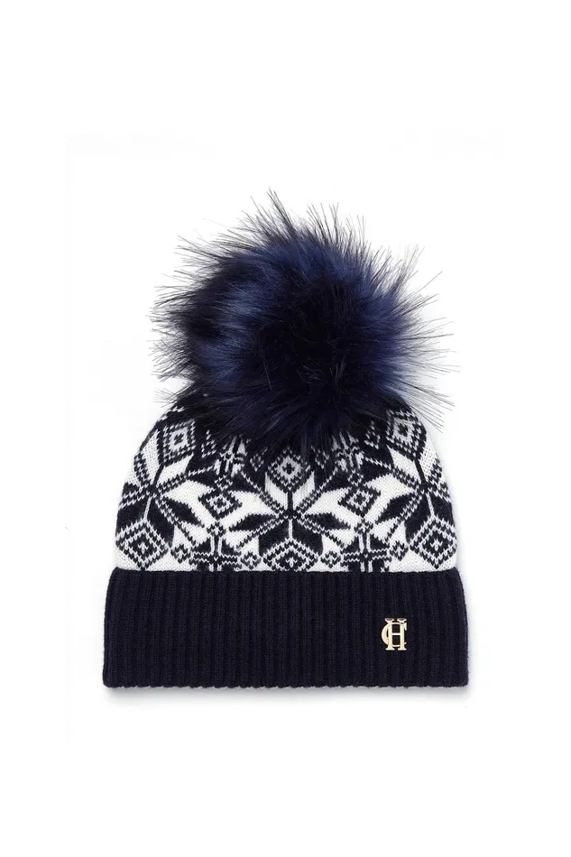 Holland Cooper Beatrice Bobble Hat Ink Navy Women Headwear