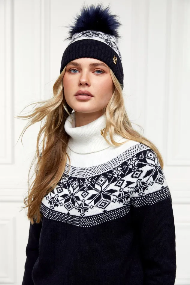 Holland Cooper Beatrice Bobble Hat Ink Navy Women Headwear