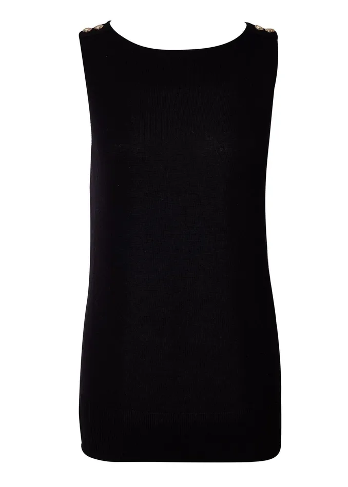 Holland Cooper Boat Neck Vest Black Women Knitwear Holland Cooper Boat Neck Vest Black Women Knitwear