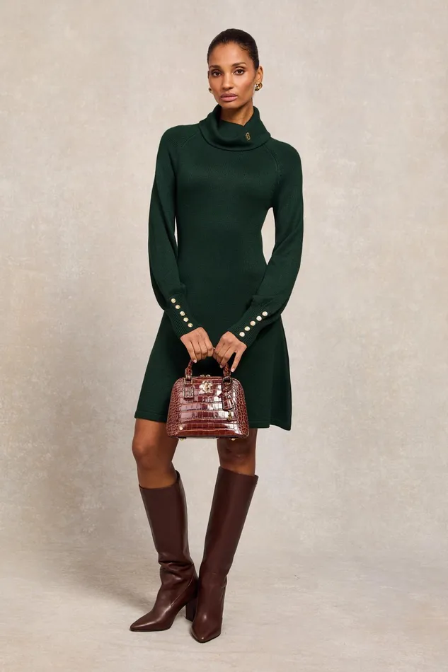 Holland Cooper Chamonix Fit and Flare Dress Deep Emerald Women Dresses Holland Cooper Chamonix Fit and Flare Dress Deep Emerald Women Dresses