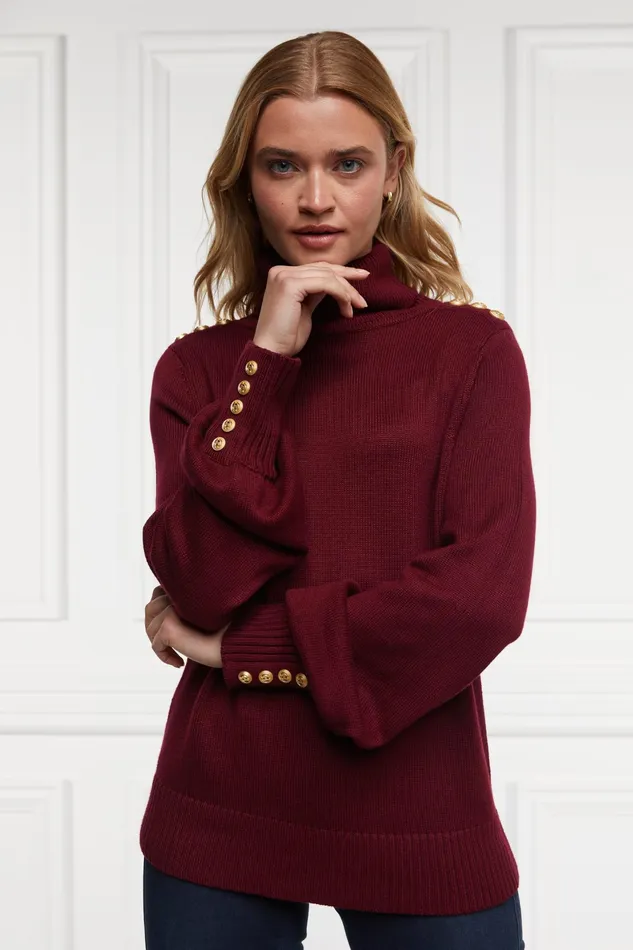 Holland Cooper Chamonix Roll Neck Knit Wine Women Knitwear