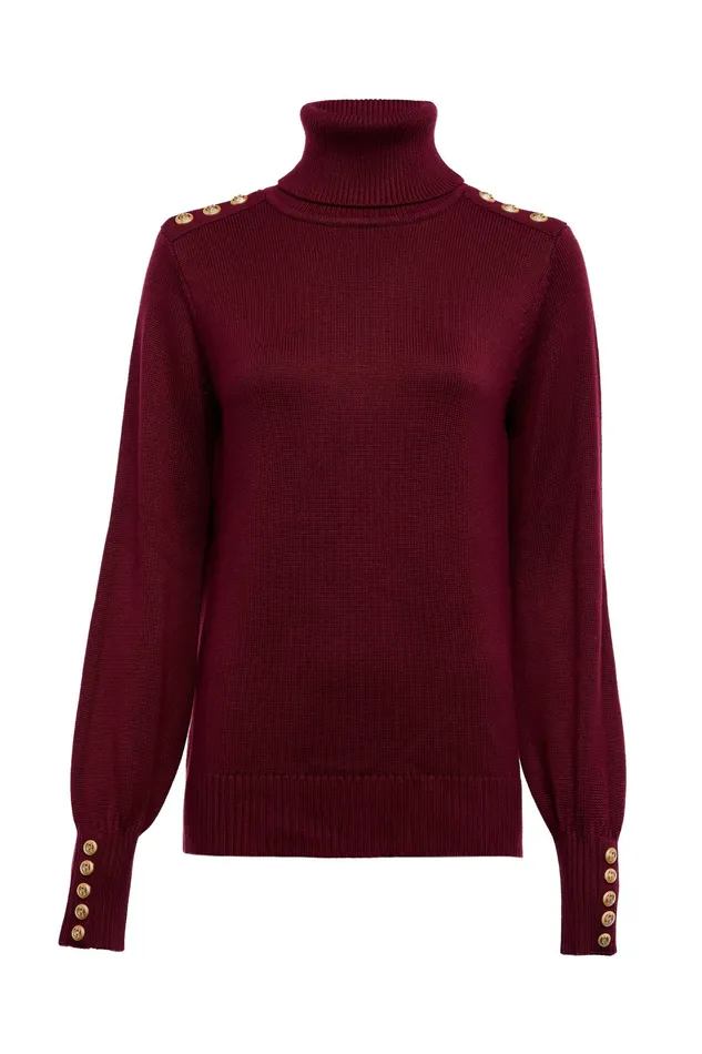 Holland Cooper Chamonix Roll Neck Knit Wine Women Knitwear