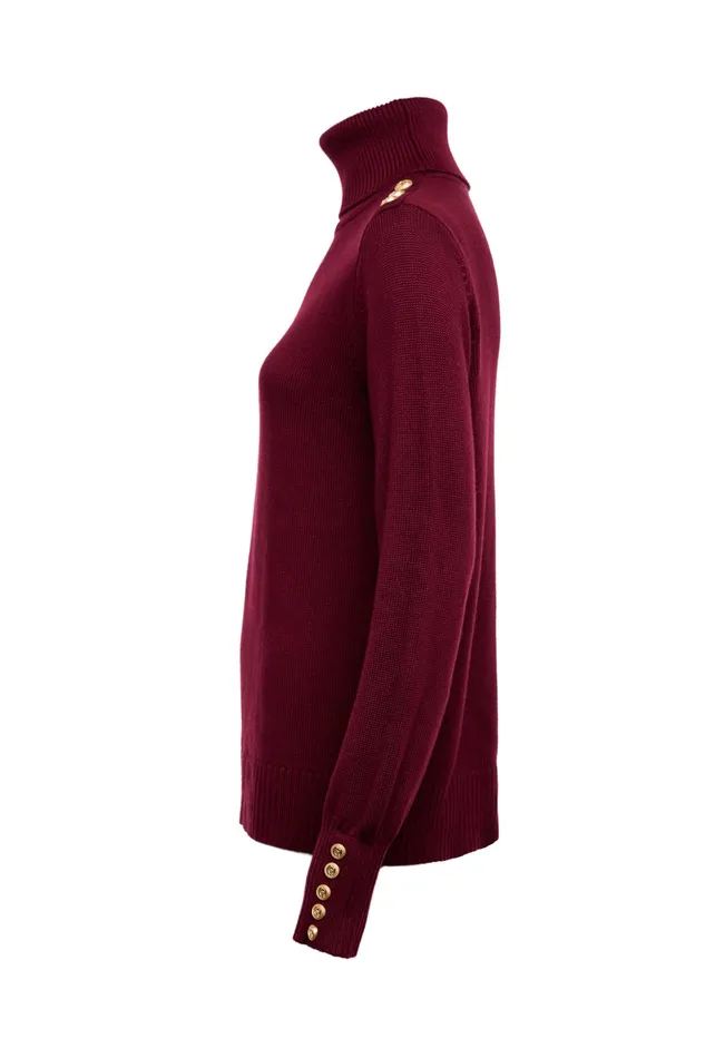 Holland Cooper Chamonix Roll Neck Knit Wine Women Knitwear