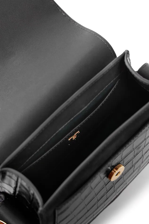 Holland Cooper Chelsea Saddle Bag Black Croc Women Bags Holland Cooper Chelsea Saddle Bag Black Croc Women Bags