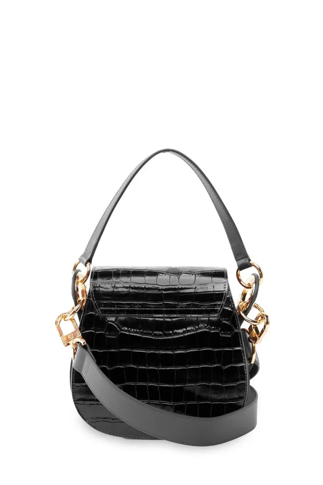 Holland Cooper Chelsea Saddle Bag Black Croc Women Bags Holland Cooper Chelsea Saddle Bag Black Croc Women Bags