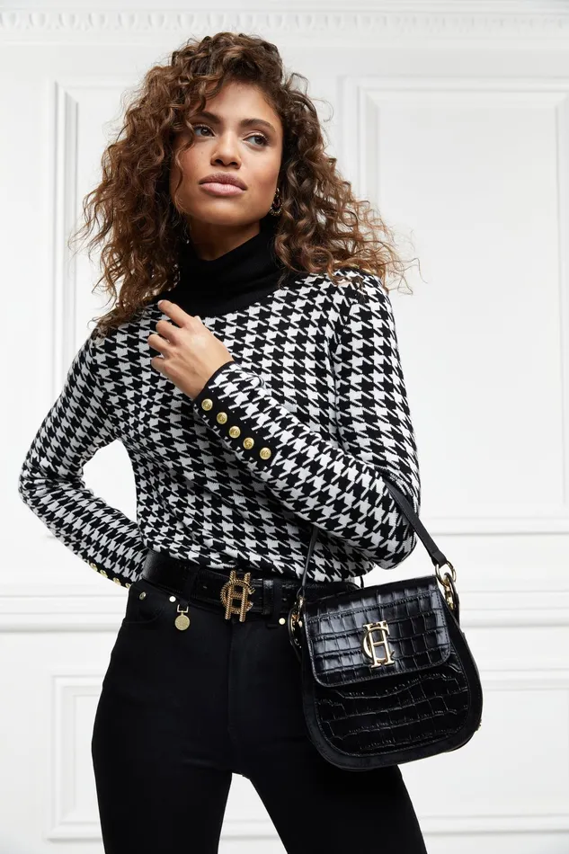 Holland Cooper Chelsea Saddle Bag Black Croc Women Bags Holland Cooper Chelsea Saddle Bag Black Croc Women Bags