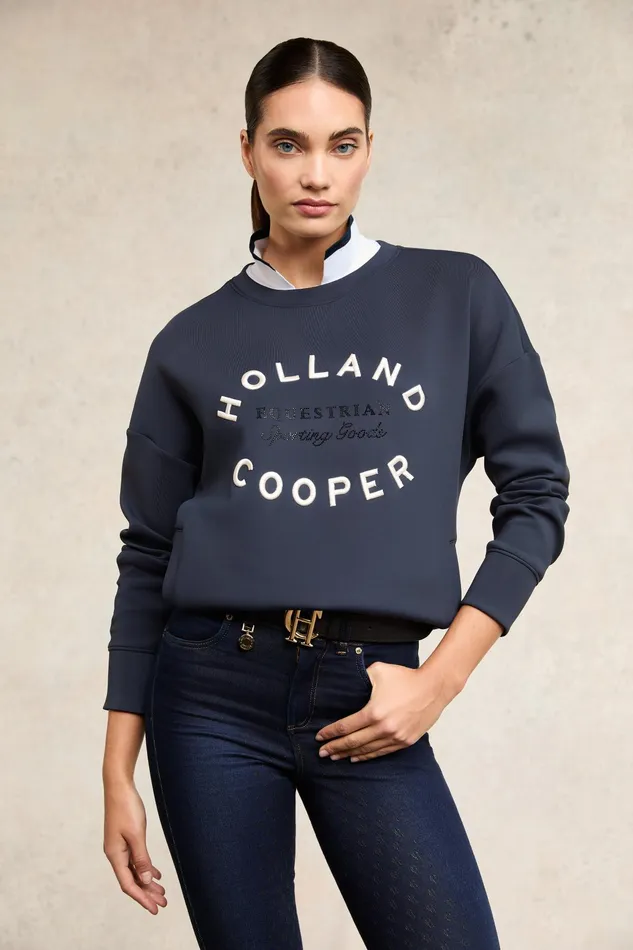 Holland Cooper Crystal Crew Neck Sweat Ink Navy Women Hoodies and Sweatshirts