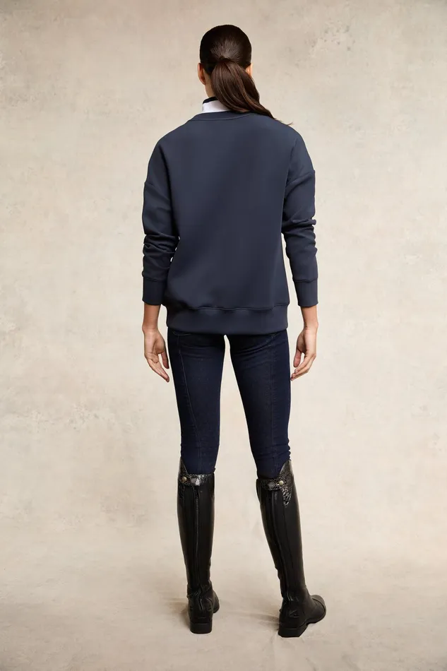 Holland Cooper Crystal Crew Neck Sweat Ink Navy Women Hoodies and Sweatshirts