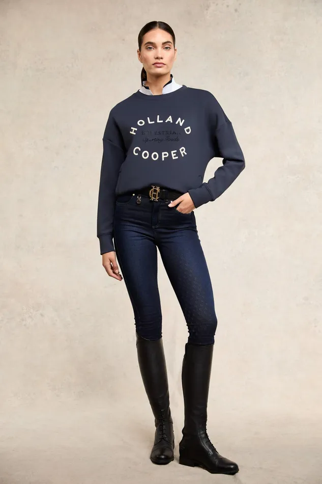 Holland Cooper Crystal Crew Neck Sweat Ink Navy Women Hoodies and Sweatshirts