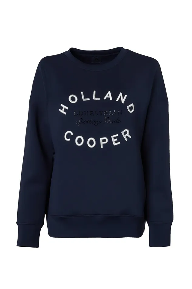 Holland Cooper Crystal Crew Neck Sweat Ink Navy Women Hoodies and Sweatshirts