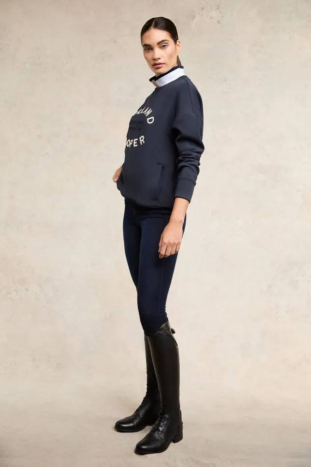 Holland Cooper Crystal Crew Neck Sweat Ink Navy Women Hoodies and Sweatshirts
