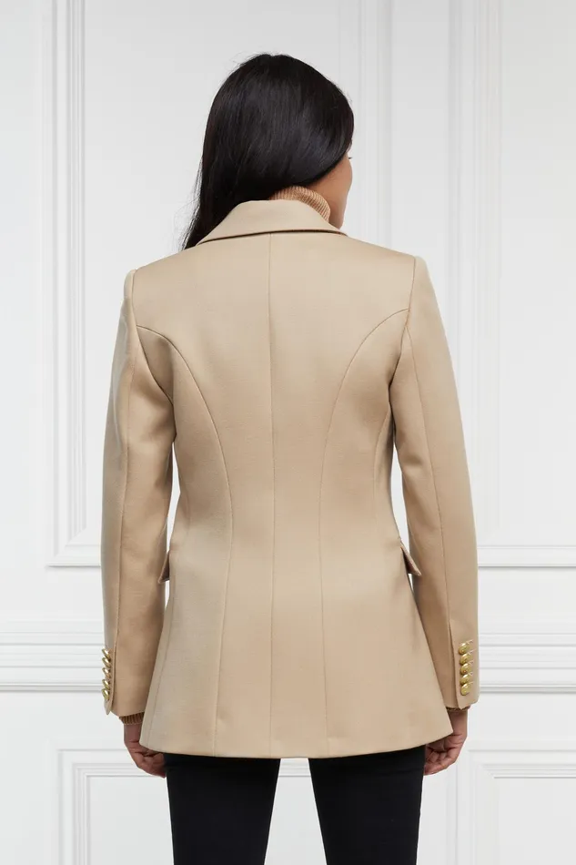 Holland Cooper Double Breasted Blazer Camel Twill Women Tailoring