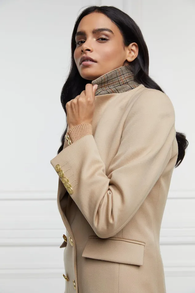 Holland Cooper Double Breasted Blazer Camel Twill Women Tailoring