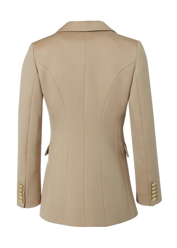 Holland Cooper Double Breasted Blazer Camel Twill Women Tailoring