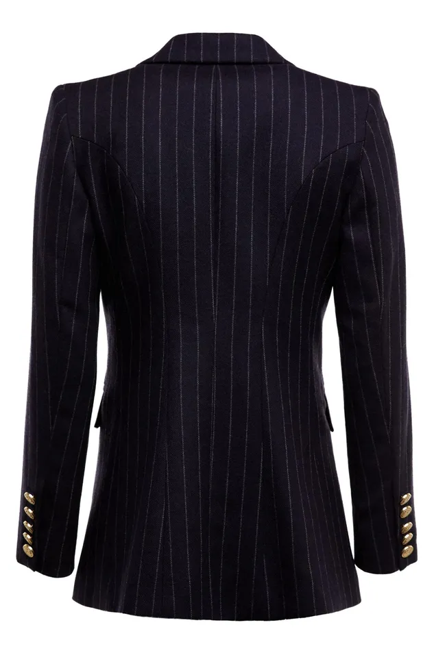 Holland Cooper Double Breasted Blazer Navy Chalk Pinstripe Women Briefcase