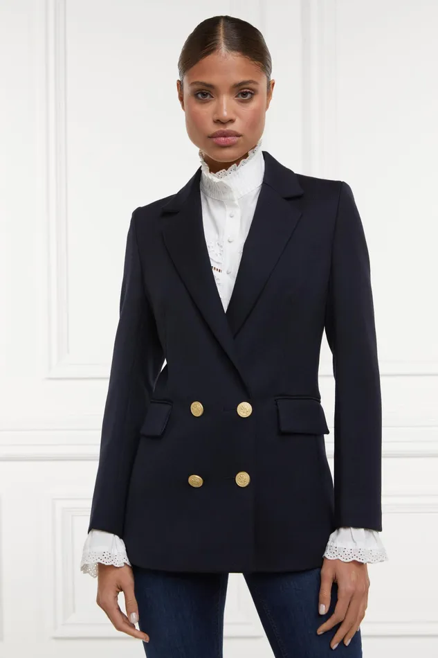 Holland Cooper Double Breasted Blazer Navy Twill Women Tailoring