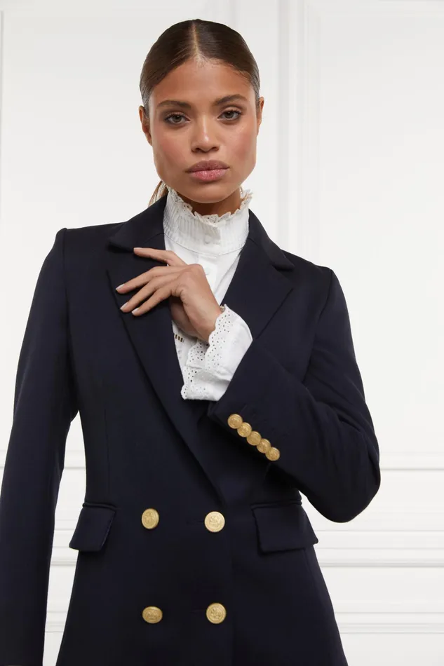 Holland Cooper Double Breasted Blazer Navy Twill Women Tailoring
