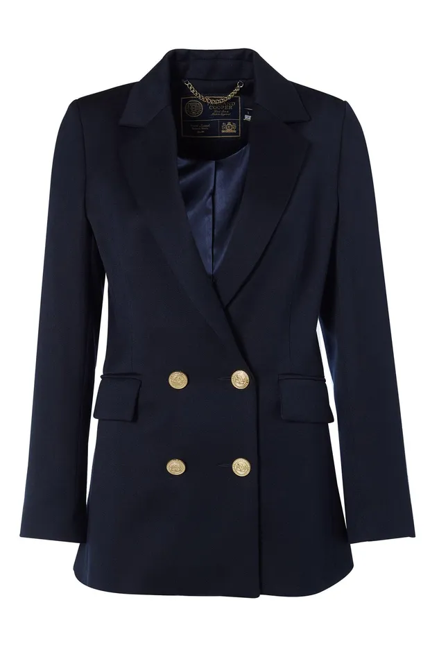 Holland Cooper Double Breasted Blazer Navy Twill Women Tailoring