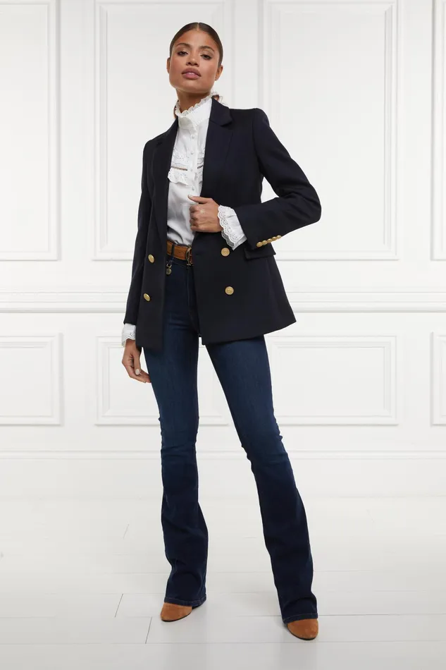 Holland Cooper Double Breasted Blazer Navy Twill Women Tailoring