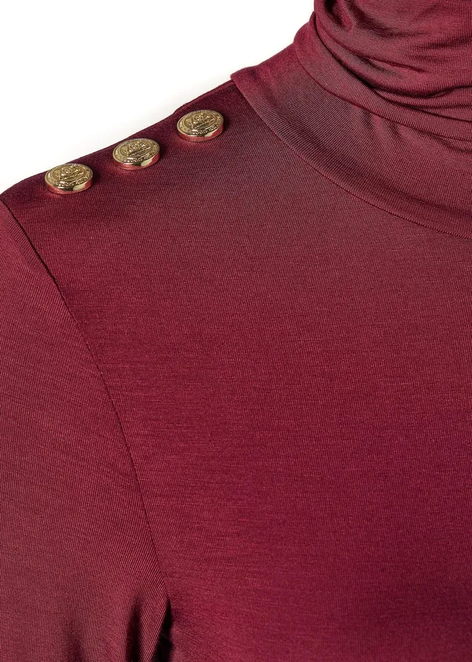 Holland Cooper Essential Roll Neck Wine Women Tops