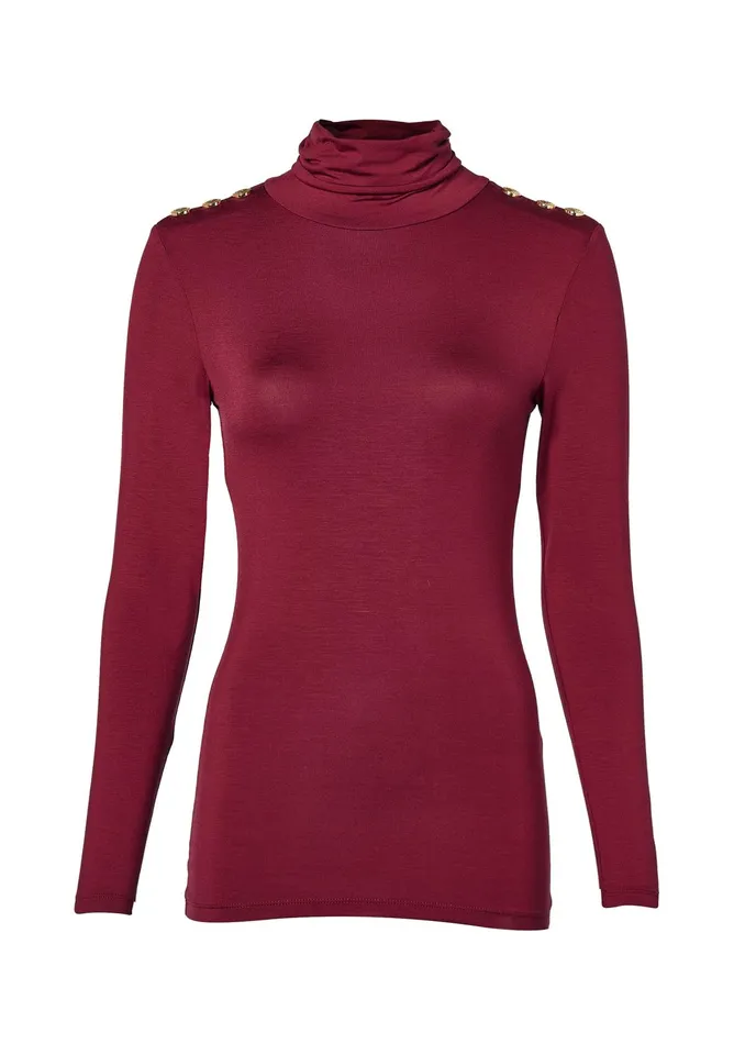 Holland Cooper Essential Roll Neck Wine Women Tops