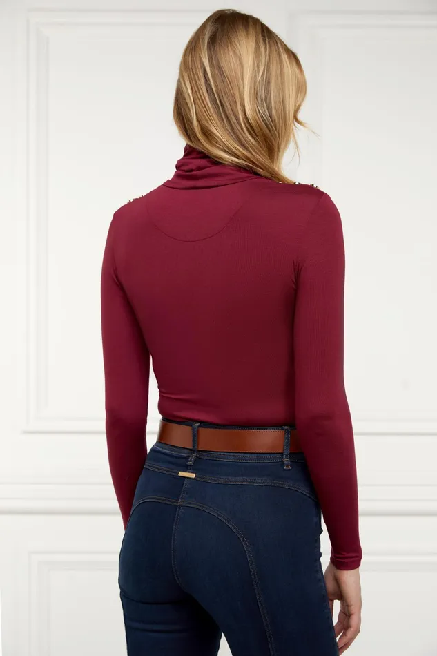 Holland Cooper Essential Roll Neck Wine Women Tops