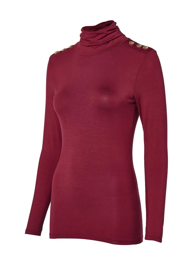 Holland Cooper Essential Roll Neck Wine Women Tops