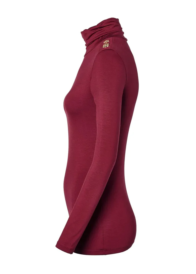 Holland Cooper Essential Roll Neck Wine Women Tops