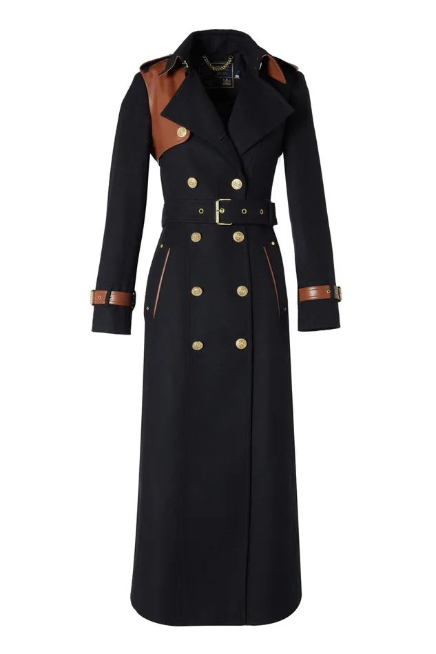 Holland Cooper Full Length Marlborough Trench Coat Soft Black Tan Women Tailoring