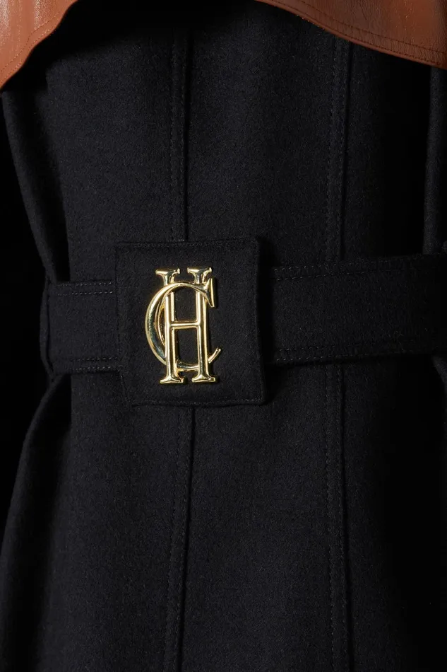 Holland Cooper Full Length Marlborough Trench Coat Soft Black Tan Women Tailoring