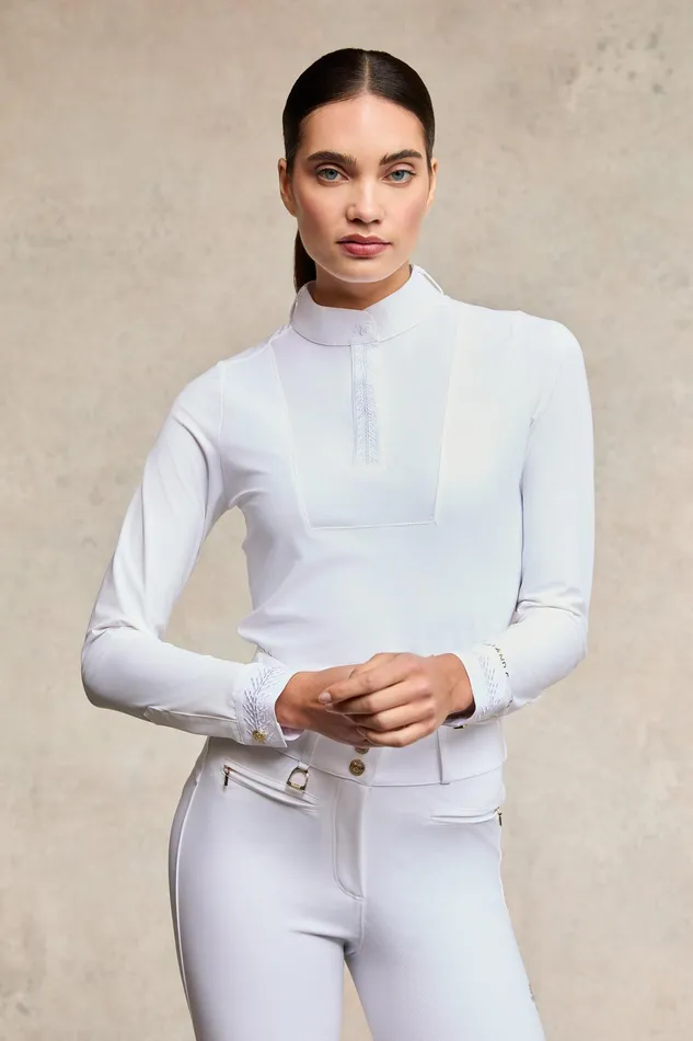 Holland Cooper Gatcombe Long Sleeve Show Shirt White Women Base Layers