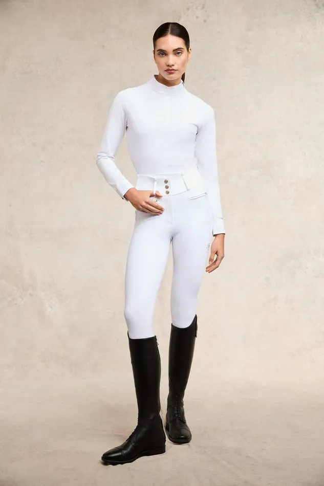 Holland Cooper Gatcombe Long Sleeve Show Shirt White Women Base Layers