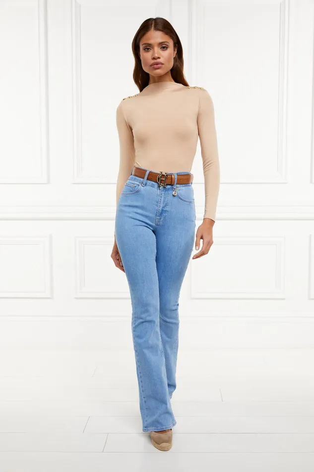 Holland Cooper Harper Long Sleeve Bodysuit Light Camel Women Bodysuits
