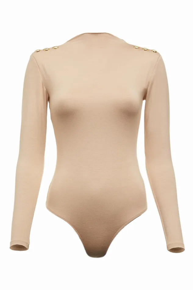 Holland Cooper Harper Long Sleeve Bodysuit Light Camel Women Bodysuits